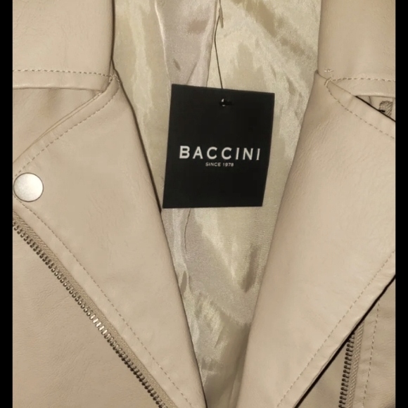 Baccini Womens Polyurethane Leather Jacket Moto Biker Full-Zip Size:M Color mush - Picture 9 of 11